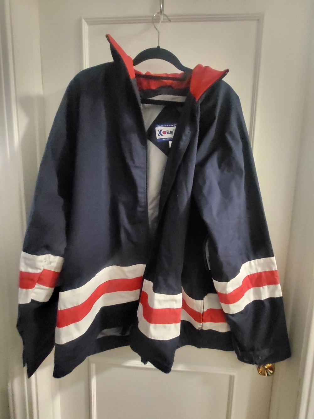 Vintage Kobe Navy Jacket with Red & White Stripes